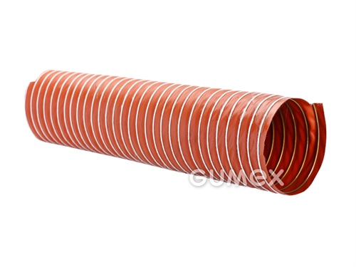 Vzduchotechnická hadica pre horúce plyny SIL1, 19/21mm, 1,5bar/-0,53bar, tkanina impregnovaná silikónom/sklené vlákno, oceľová špirála, -80°C/+310°C, červená
